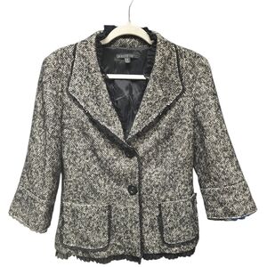 Lafayette 148 New York Wool Mohair Silk Blazer Black Trim Sz. 10 Vintage